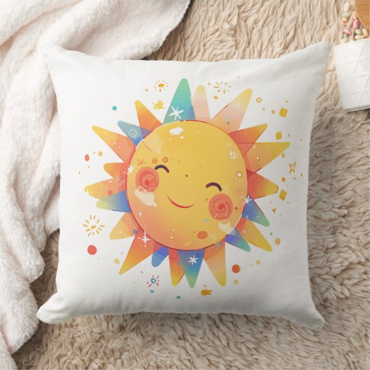 Retro Cartoon Sunshine Retro Orange Kinderzimmer Kissen (Decke)