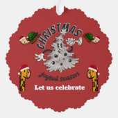 Retro Cartoon Weihnachtsfeiertag Ornament Karte (Rückseite)