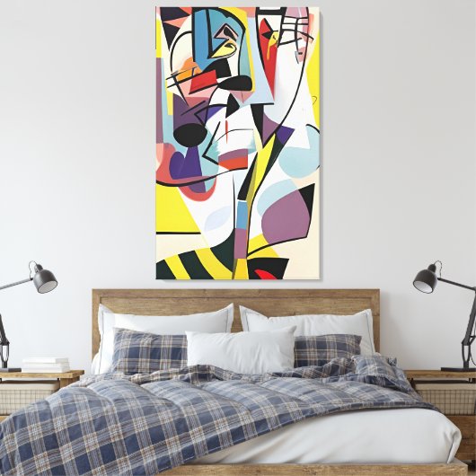 Retro Cartoonish Cubist Doodles 03 Leinwanddruck (Insitu (Schlafzimmer))