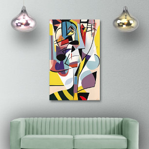 Retro Cartoonish Cubist Doodles 03 Leinwanddruck
