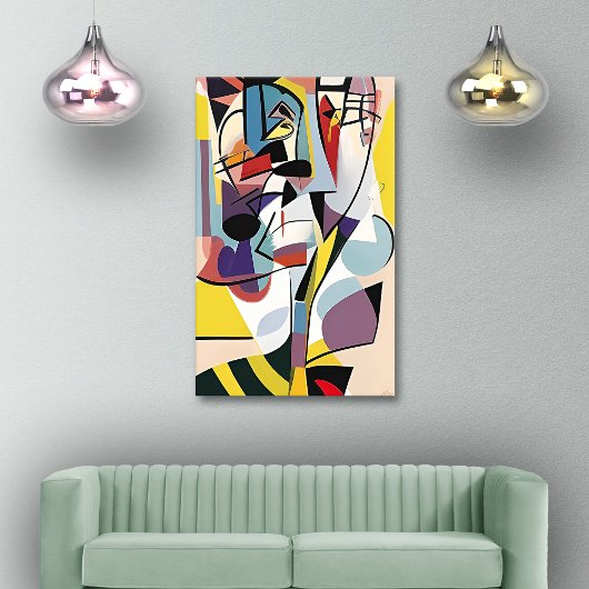 Retro Cartoonish Cubist Doodles 03 Leinwanddruck