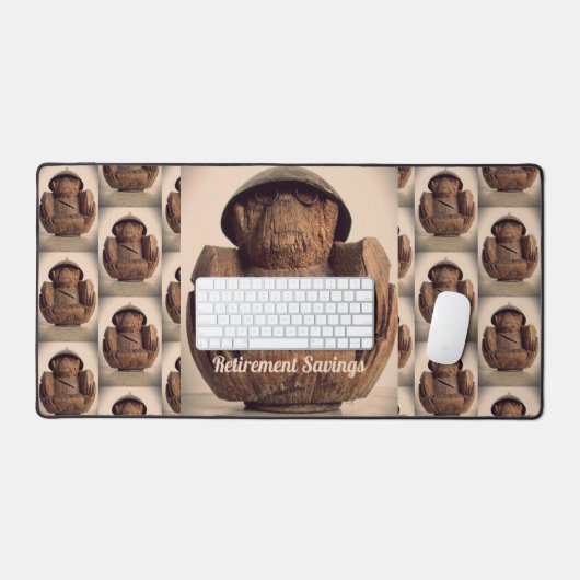 Retro Carved Coconut Monkey Bank Kitschy Schreibtischunterlage (Tastatur & Maus)