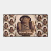 Retro Carved Coconut Monkey Bank Kitschy Schreibtischunterlage (Vorderseite)