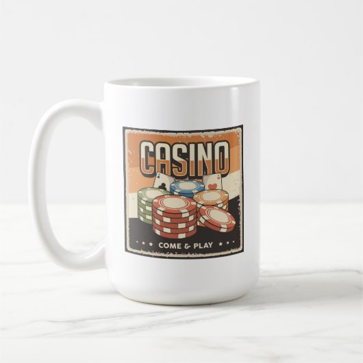 Retro Casino Glücksspielliebhaber Coffee Tasse (Links)