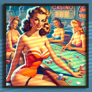 Retro-Casino-Mädchen Poster