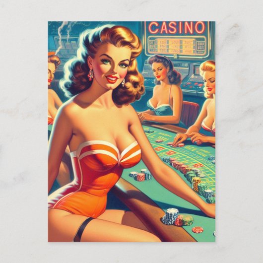 Retro Casino Postkarte (Vorderseite)