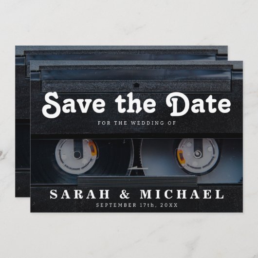 Retro Cassette 80er Wedding Save the Date (Vorne/Hinten)