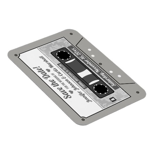 Retro Cassette Band Hochzeit speichern Sie das Dat Magnet (Rechte Seite)