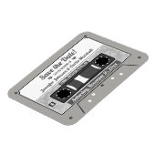 Retro Cassette Band Hochzeit speichern Sie das Dat Magnet (Linke Seite)