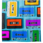 Retro Cassette: Blue Background Collection Duschvorhang (Vorderseite)