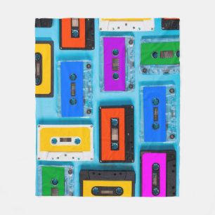 Retro Cassette: Blue Background Collection Fleecedecke