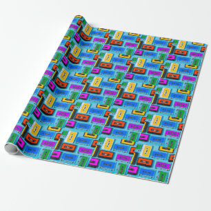 Retro Cassette: Blue Background Collection Geschenkpapier