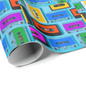 Retro Cassette: Blue Background Collection Geschenkpapier (Rolleneckpunkt)