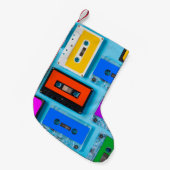 Retro Cassette: Blue Background Collection Kleiner Weihnachtsstrumpf (Vorderansicht (hängend))