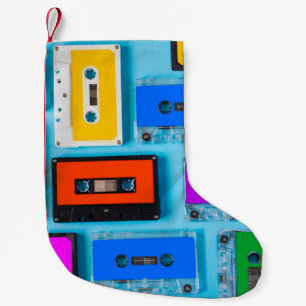 Retro Cassette: Blue Background Collection Kleiner Weihnachtsstrumpf