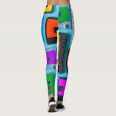 Retro Cassette: Blue Background Collection Leggings (Rückseite)