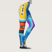 Retro Cassette: Blue Background Collection Leggings (Rechts)