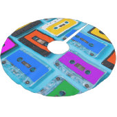 Retro Cassette: Blue Background Collection Polyester Weihnachtsbaumdecke (Schrägansicht)