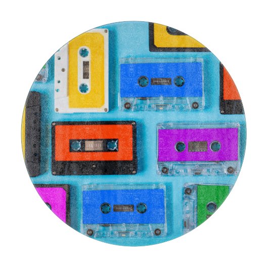 Retro Cassette: Blue Background Collection Schneidebrett (Vorderseite)