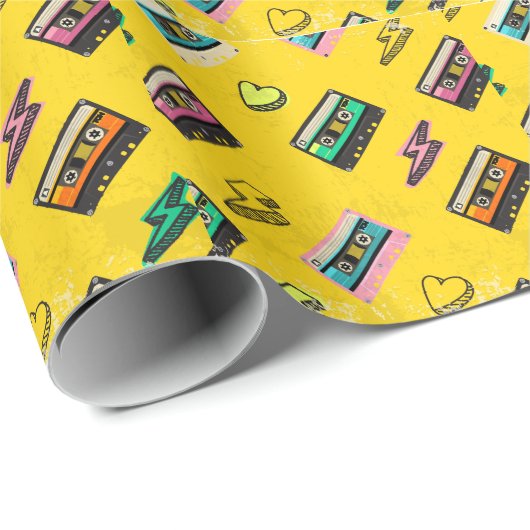 Retro Cassette: Design des Party der 80er Liebe Geschenkpapier (Rolleneckpunkt)