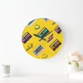 Retro Cassette: Design des Party der 80er Liebe Große Wanduhr (Zuhause)