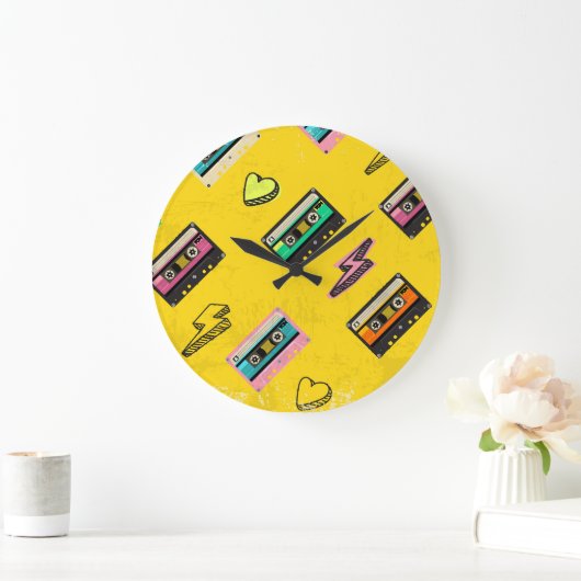 Retro Cassette: Design des Party der 80er Liebe Große Wanduhr (Zuhause)