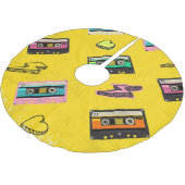 Retro Cassette: Design des Party der 80er Liebe Polyester Weihnachtsbaumdecke (Schrägansicht)