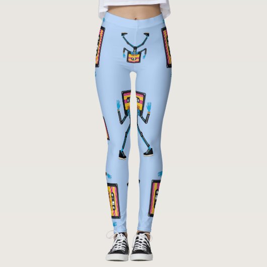 Retro Cassette Man Leggings (Vorderseite)