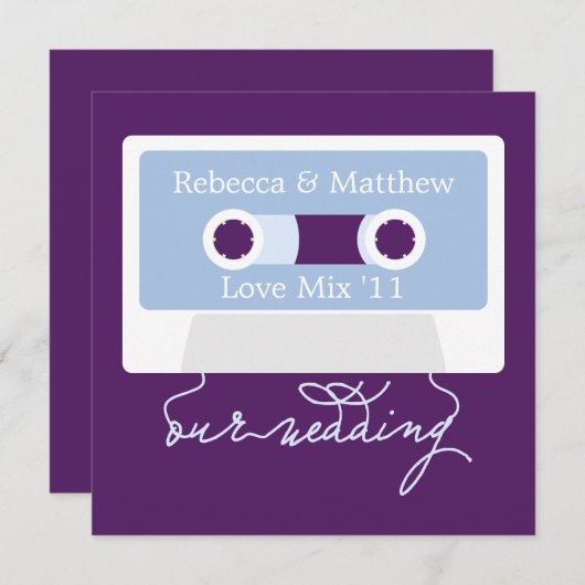 Retro Cassette Mixtape Wedding Einladung (Vorne/Hinten)