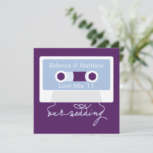 Retro Cassette Mixtape Wedding Einladung (Stehend Vorderseite)
