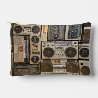 Retro cassette on print cut sew pouch zubehörtasche