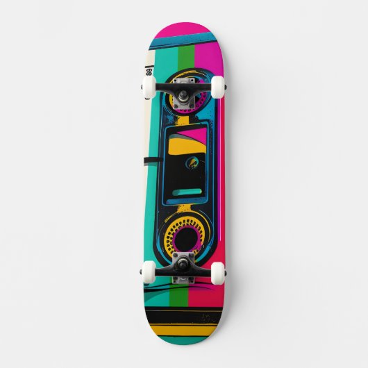 Retro Cassette Pop Art Skateboard (Vorderseite)