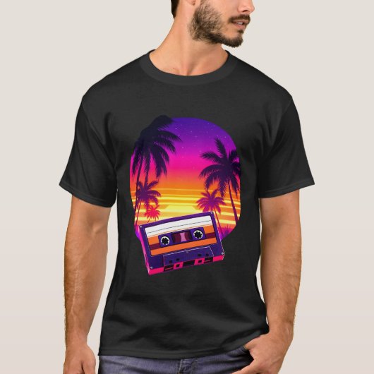 Retro Cassette Sunset T-Shirt (Vorderseite)