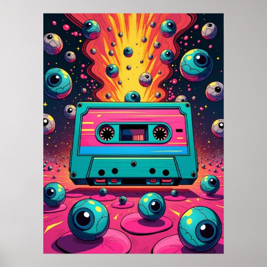 Retro Cassette Surreal Pop Art Poster (Vorne)