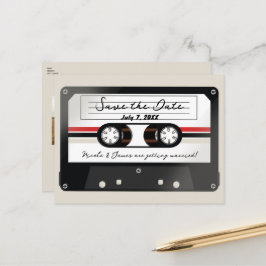 Retro Cassette Tape Beige Gray 90er Save the Date Ankündigungspostkarte