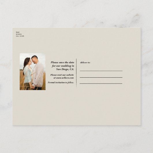 Retro Cassette Tape Beige Gray 90er Save the Date Ankündigungspostkarte (Rückseite)