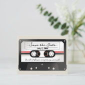 Retro Cassette Tape Beige Gray 90er Save the Date Ankündigungspostkarte (Stehend Vorderseite)