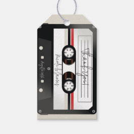 Retro Cassette Tape Beige Gray Wedding Geschenkanhänger