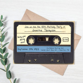Retro Cassette Tape Birthday Party Invitation Einladung