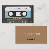 Retro Cassette Tape Music Blue Visitenkarte (Vorne/Hinten)
