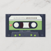 Retro Cassette Tape Music Green Visitenkarte (Vorderseite)