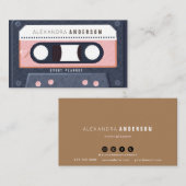 Retro Cassette Tape Music Pink Business Card Visitenkarte (Vorne/Hinten)