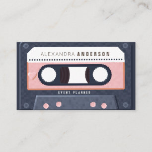 Retro Cassette Tape Music Pink Business Card Visitenkarte