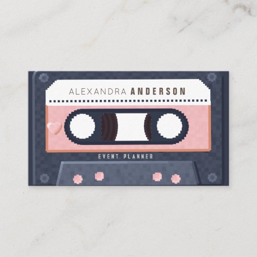Retro Cassette Tape Music Pink Business Card Visitenkarte (Vorderseite)