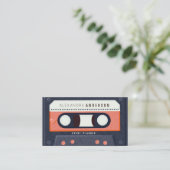 Retro Cassette Tape Music Red Business Card Visitenkarte (Stehend Vorderseite)