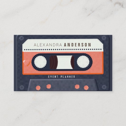 Retro Cassette Tape Music Red Business Card Visitenkarte (Vorderseite)