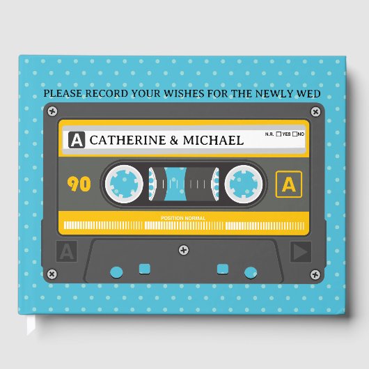 Retro Cassette Tape Musical Fun Pop Art Wedding Gästebuch (Vorderseite)