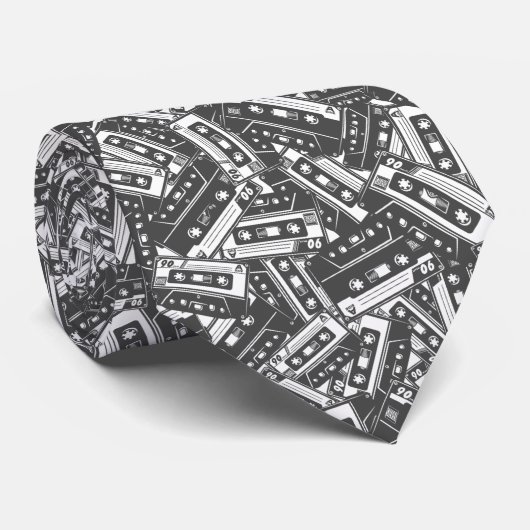 Retro Cassette Tape Muster Neck Tie Krawatte (Gerollt)