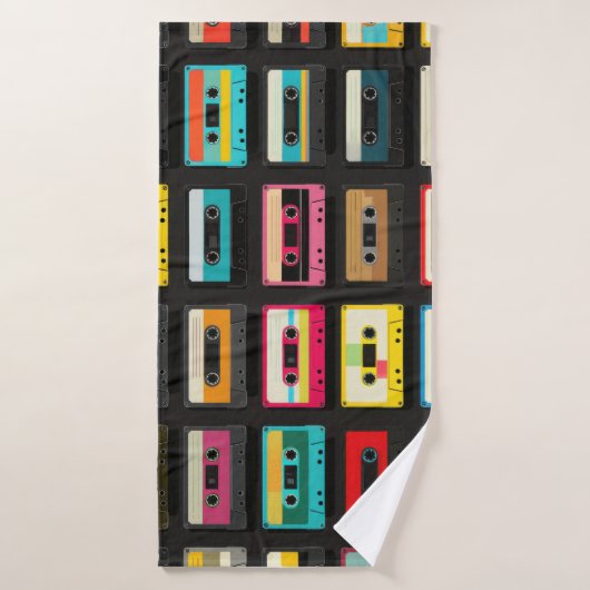 Retro Cassette Tape Pattern – Vintage Music  Badehandtuch (Badehandtuch)