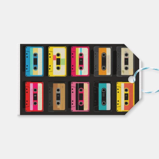 Retro Cassette Tape Pattern – Vintage Music Geschenkanhänger (Vorderseite (Horizontal))